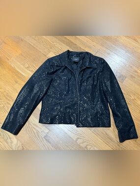 Nabi Black Textured Zip-Front Jacket Size M
